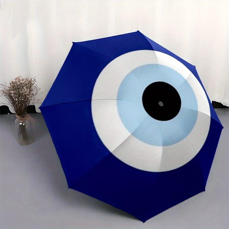 Blue Evil Eye Umbrella, Portable 3 Fold Compact Umbrella for Men & Women,S200