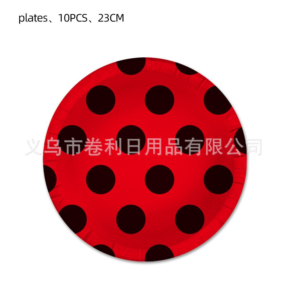 Ladybird Red Black Latex Balloon Birthday Party Tableware Paper Plates Tissue Tablecloth Supplies Cartoon Party