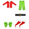 Adult children green hair monster grinch santa pants suit play suit