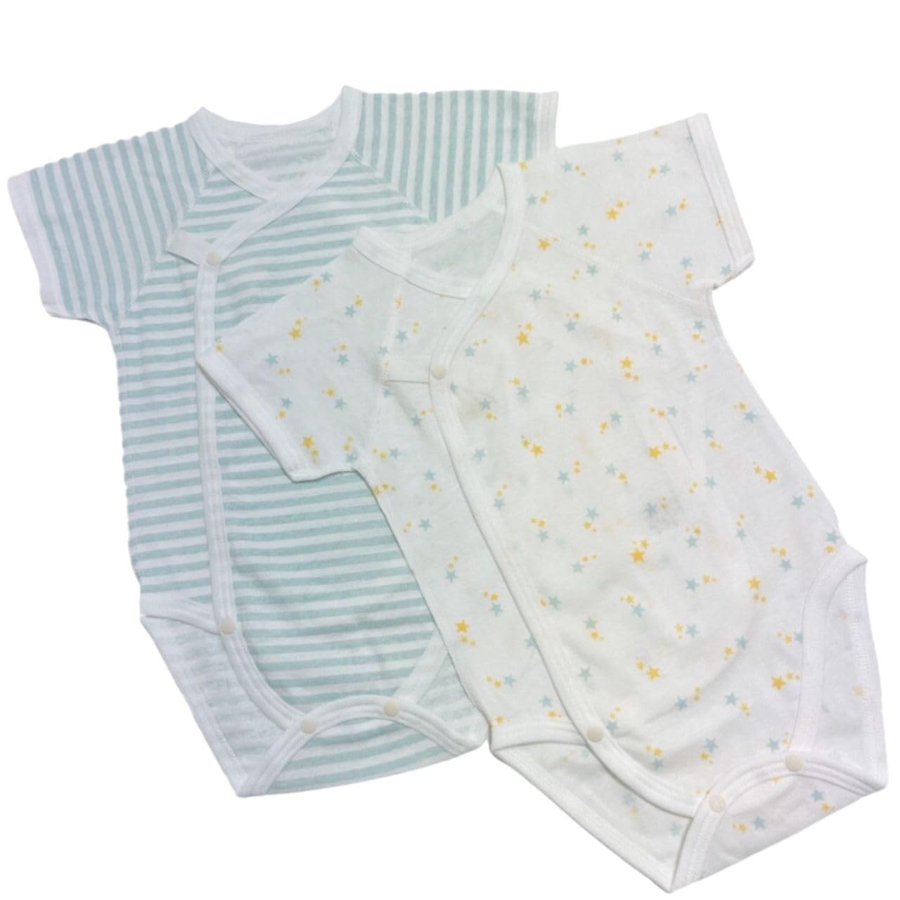 

Baby Set of Made in Short Blue Star Pattern Rompers, 60-70cm, 2, Japan, Sleeves, Boys Underwear, 100% Cotton, Striped,
