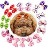 YOY 50 Pcs Adorable Grosgrain Ribbon Pet Dog Hair Bows with Elastic Rubber Bands - Doggy Kitty Topknot Grooming Accessories Set for Long Hair Puppy