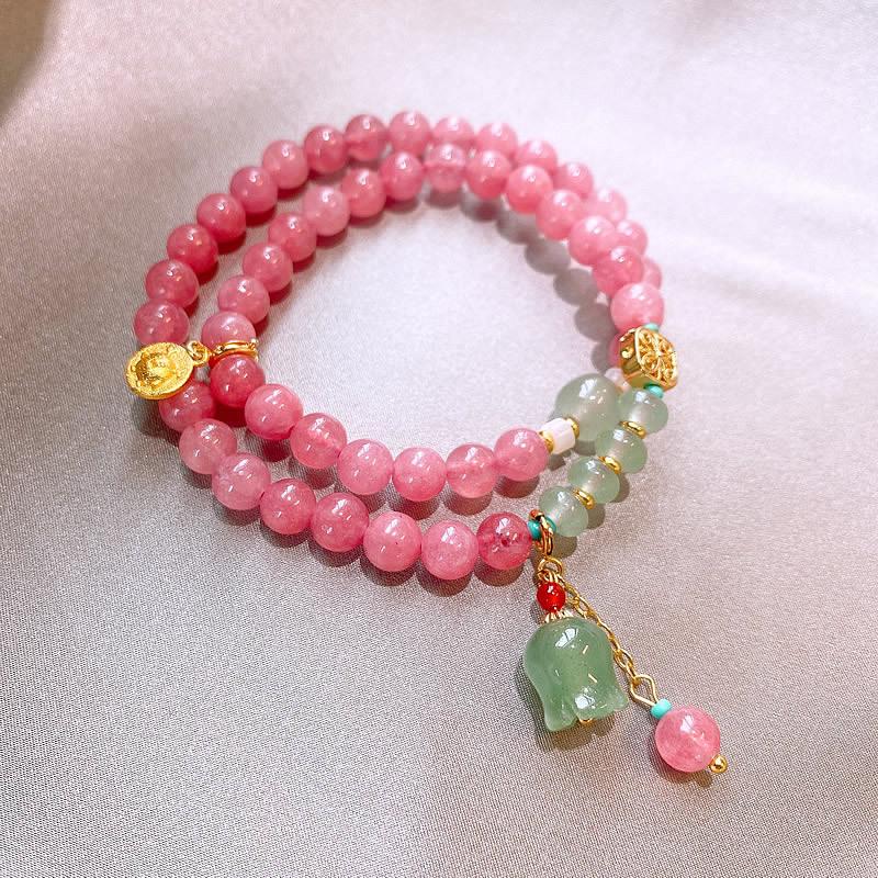 Fox mask, colored jade beaded bracelet, retro Guochao temperament bracelet, multi-layered wearing jewelry women