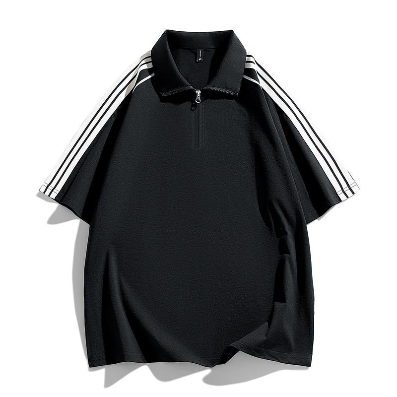 Flip Collar Short Sleeved Men's Summer Quick Drying T-shirt for Men's Fitness, Running, Leisure Sports, Half Sleeved Loose Polo Shirt