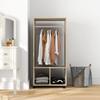 Wardrobe Closet Shelf 2 Compartments Wardrobe 4 Swivel Casters dim. 60L x 40W x 128H cm Natural Wood