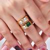 Trendy 18K Gold Titanium Steel Plating Ring Rectangular and Round Zircon Stones Made From Stainless Steel Ring