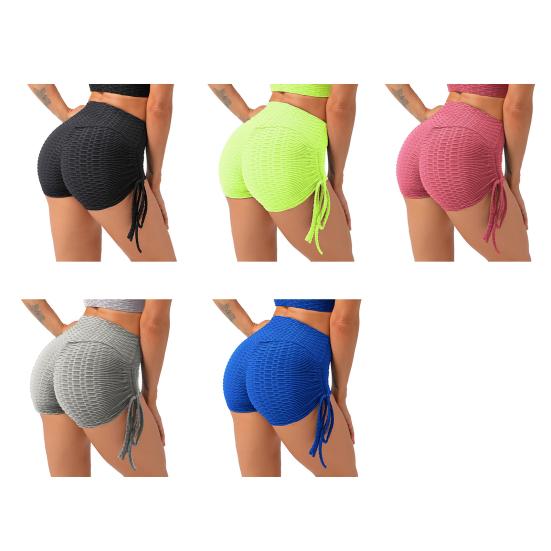 Yousheng High Waist Yoga Shorts Women Push Up Sport Shorts Slim Workout Shorts with Side Drawstrings for Fitness Gym Training Cycling