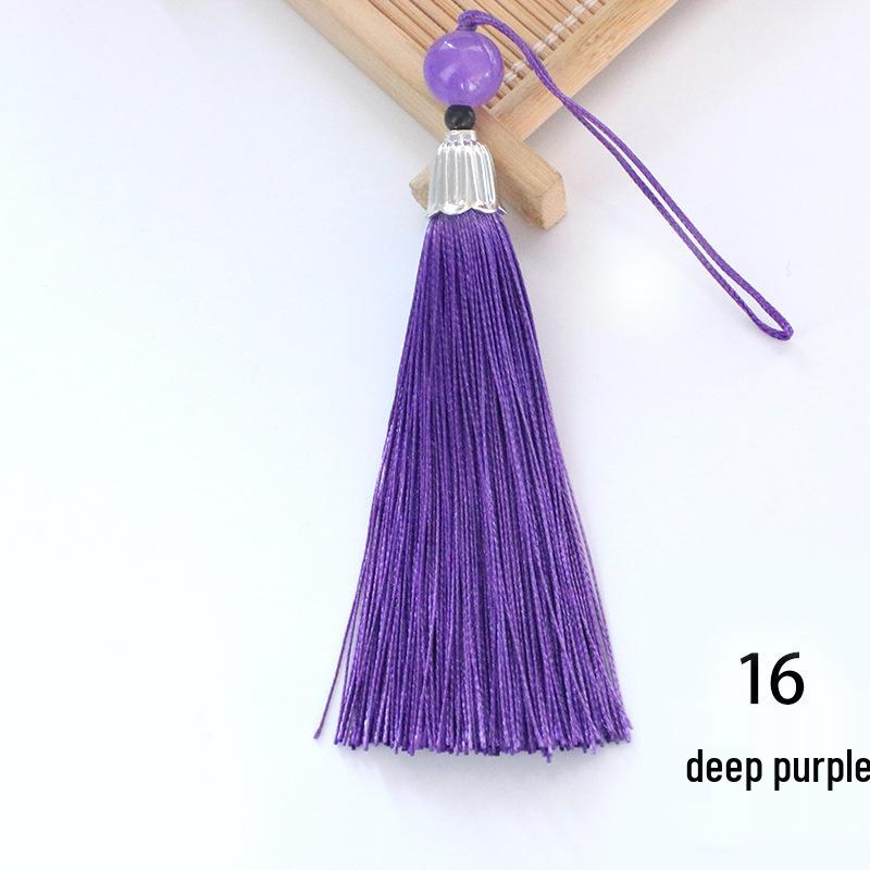 8cm Beaded Ice Silk Tassel Pendant for Hats & Bookmarks - Fine Thread Design, Free Shipping