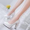 Spring and Autumn Women's Shoes Thick Heels Single Shoes Table Nude High Heels Women's Nightclubs Bridesmaid Shoes Wedding Shoes Trend