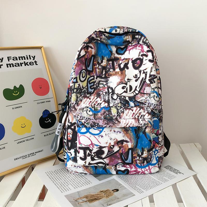 Graffiti-Rucksack mit großer Kapazität für Herren, Rucksack mit Damendruck, Schüler-Schultasche