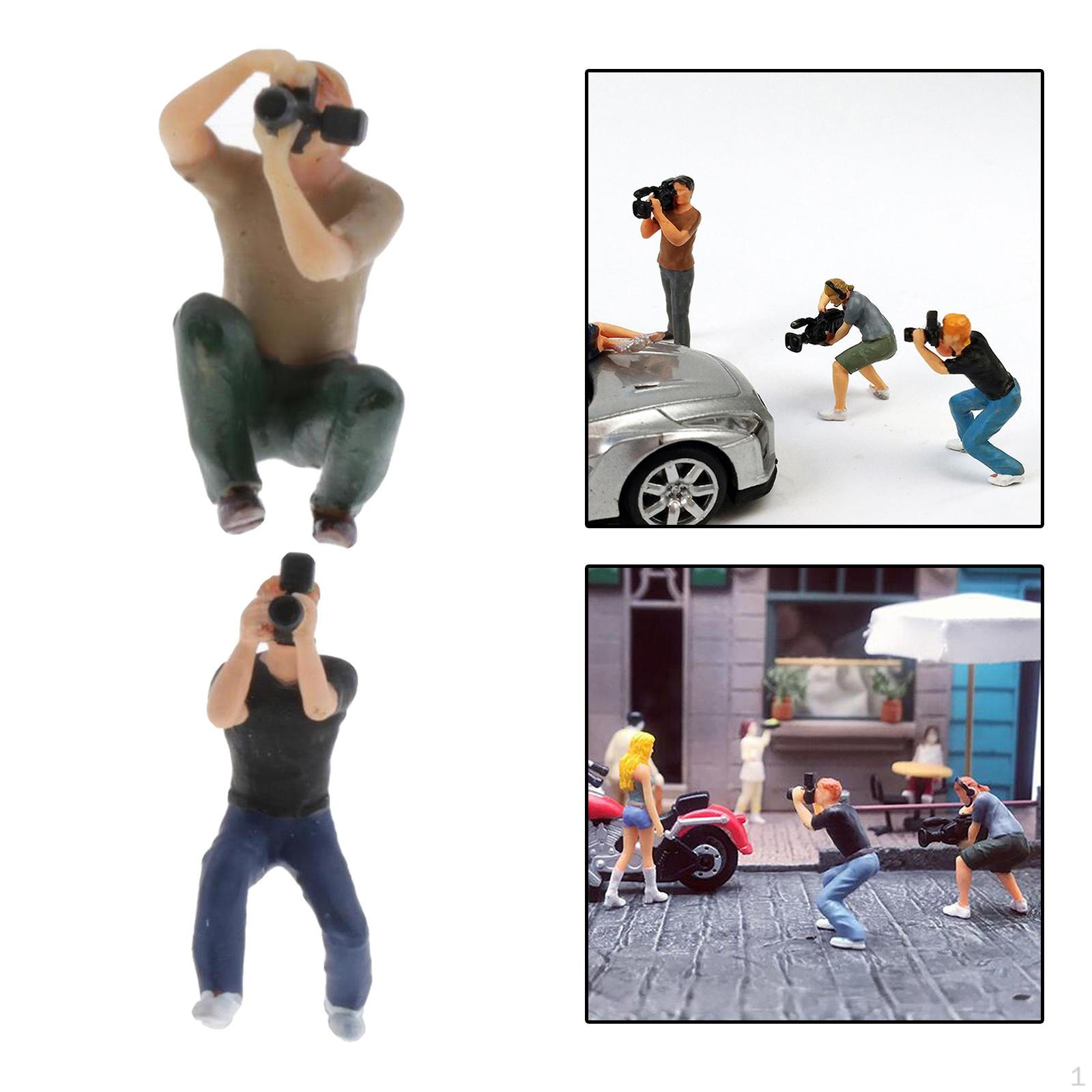 

2pcs HO Scale Diorama Painted 1:87 Miniature Figure Photographer Model