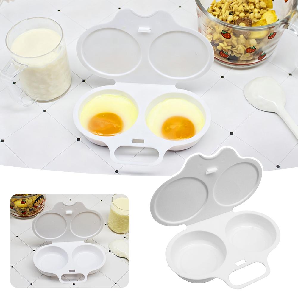 Kitchen Microwave Oven Round Shape Egg Steamer Cooking Mold Egg Poacher 2Cavity Nonstick Poached Egg Maker with Lid Kitchen Tool