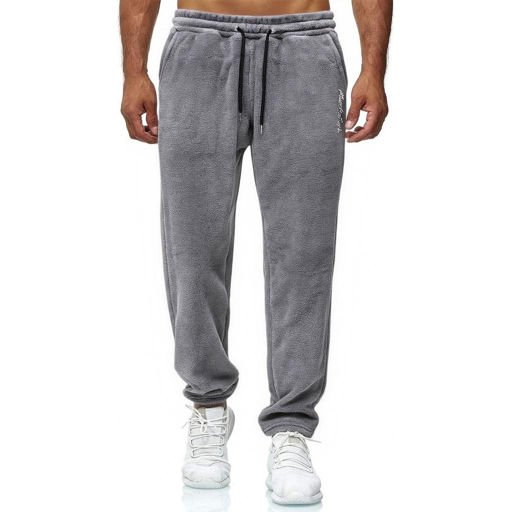 Men's English Print Drawstring Sports Casual Straight Trousers
