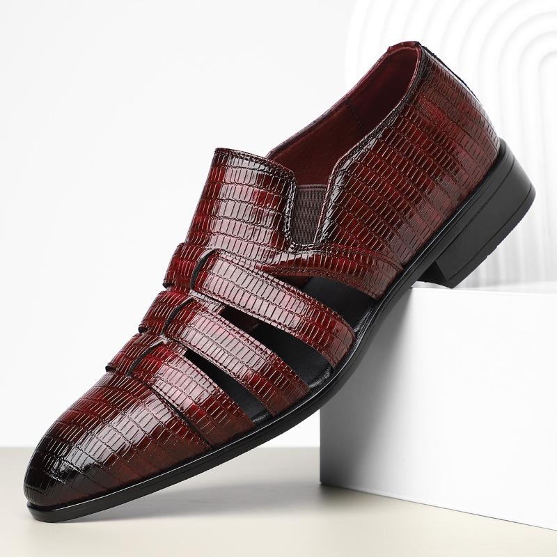 Fashion High Quality Men Sandals Handmade Leather Sandal Casual Business Sandal Designer Gladiators Sandals for Men Hollow Leather Shoes