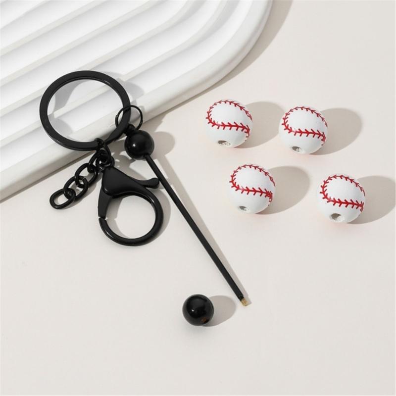 Baseball Volleyball Beaded Keychain Sport Themed Keychain Key Holder Keyring Accessory for Bag Charm Keychain Decoration