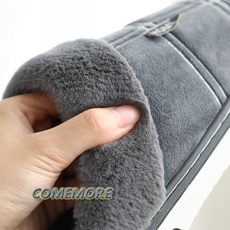 Men Slippers Winter Big Size 45-50 Warm Fur Slippers for Male Antiskid Suede Short Plush House Shoes Men Hot Sale Casual Comfort