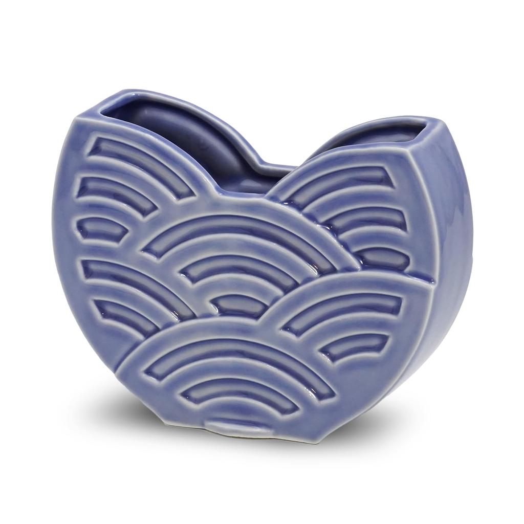 Fukubeya Kutani Ware Qinghai Wave Pattern Mosquito Coil Holder Double Used As a Vase Japanese Modern Ceramic Interior (Purple)