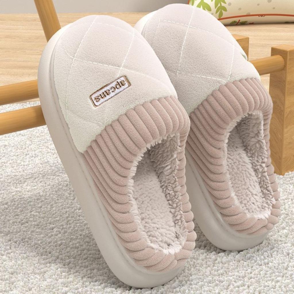 Baumwollpantoffeln für Damen und Herren, Herbst und Winter, Indoor Zuhause, Weiche Sohle, Rutschfest, Haushaltliche Wärme, Plüsch, Paar Baumwollpantoffeln