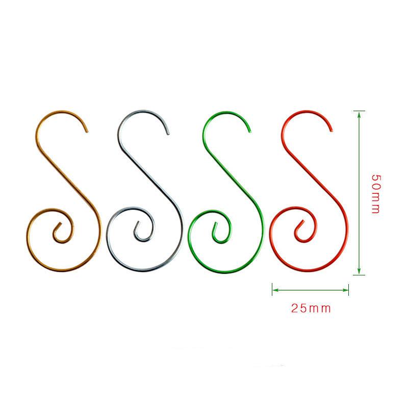 20Pcs S Shaped Metal Hook Xmas Tree Hook Hanging Pendants Christmas Decor Ornaments Hanger Hooks Home Party Accessories