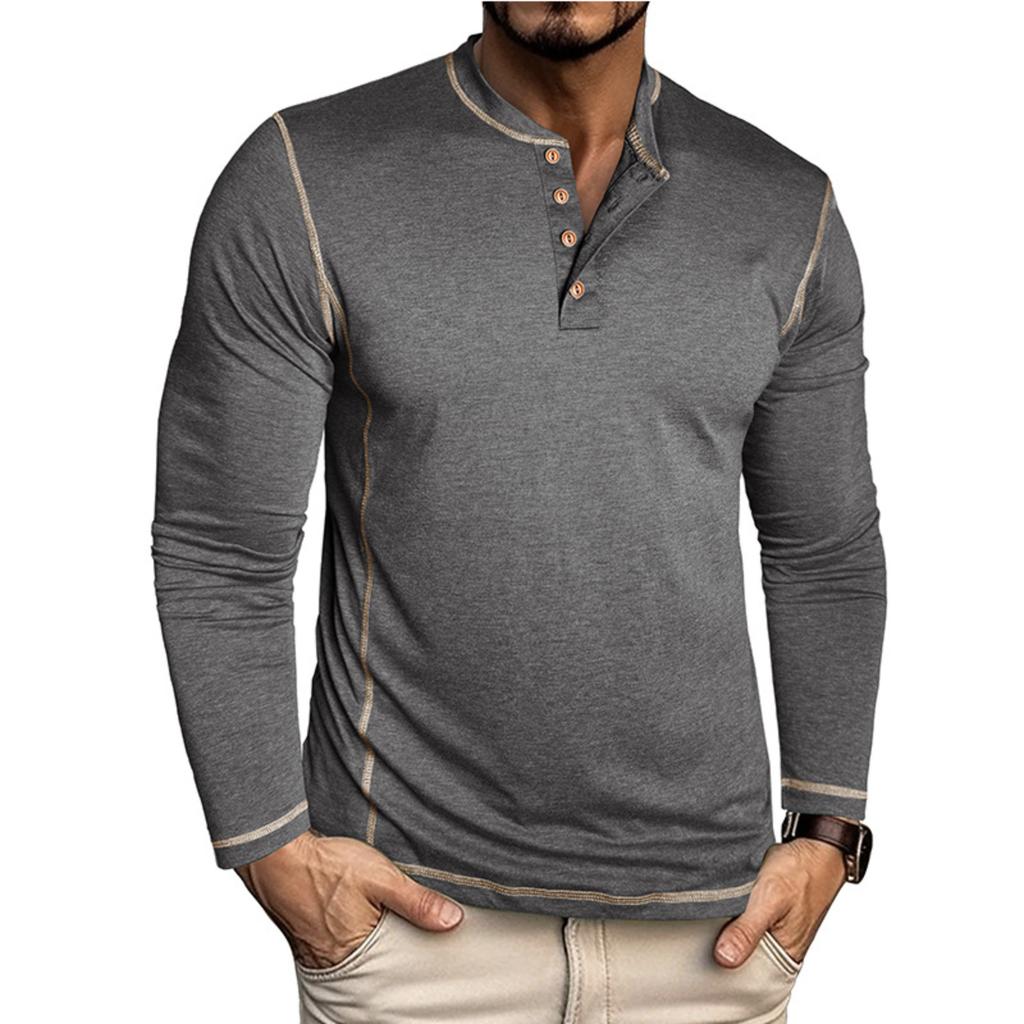Men's Long Sleeve Shirt Color Block Casual T-Shirt Basic Undershirt