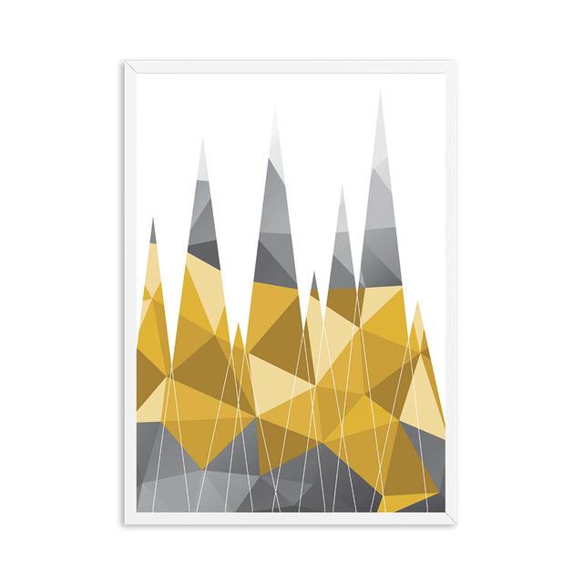 Abstract Grey Yellow Geometric Forest Nordic Deer Poster Canvas Printings Wall Art Printing Pictures Living Room Home Decoration