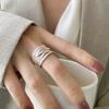 Anello aperto in argento 925 per donna, anello geometrico irregolare alla moda fatto a mano, gioielli da festa, regali di Natale