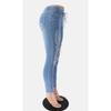 Jeans skinny con elastico in vita, vita media, strappati, allacciati in pizzo per donna