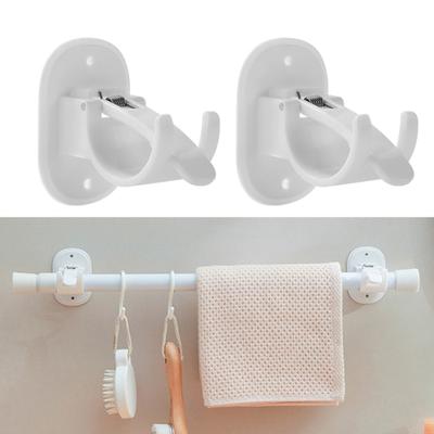 2Pcs Haken Einfach Installieren Teleskop Stange Aufhänger Kein Bohren Starken Klebstoff Robuste Wasserdichte Dusche Vorhang Stange Klammern