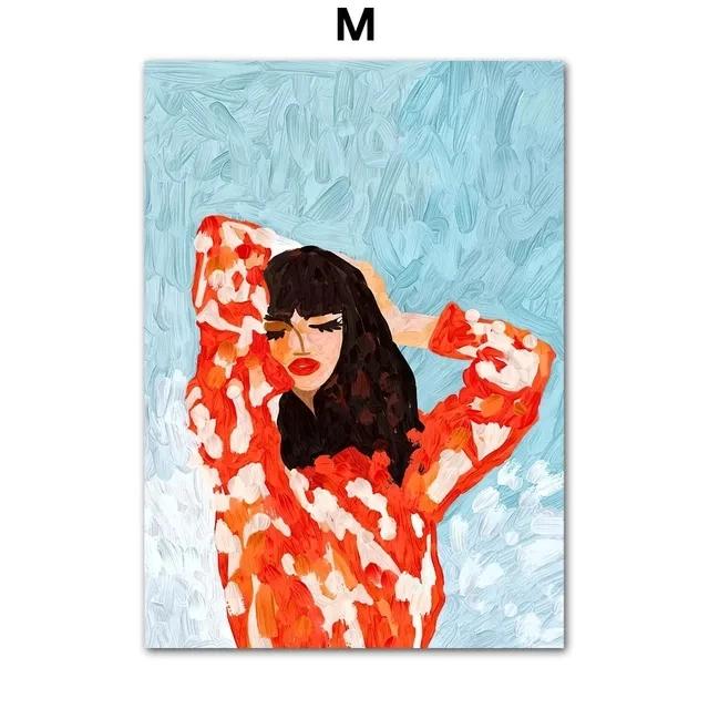 Vintage Oil Painting Girl Portrait Tropical Flower Parrot Wall Art Canvas Posters And Prints Wall Pictures For Living Room Decor