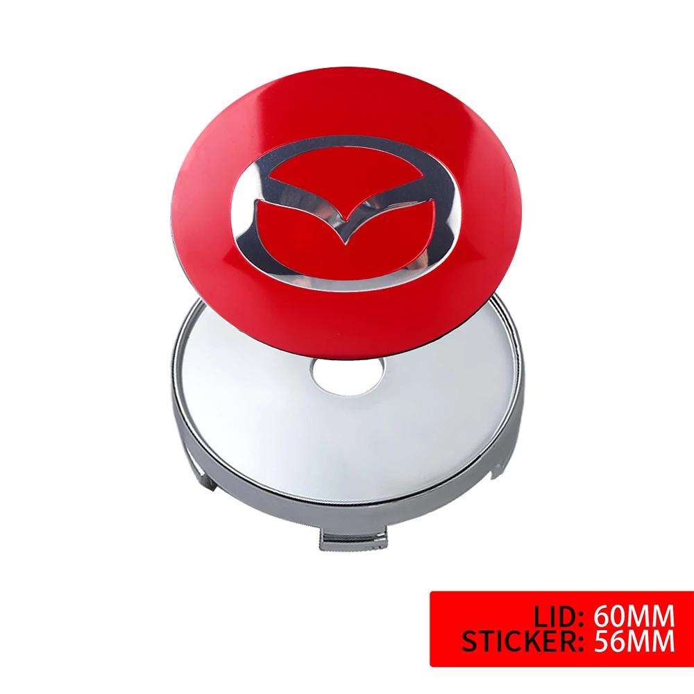 2025 Hot 4pcs 60mm Auto Wheel Center Hub Caps Cover Rim Sticker Badge For Mazda Axela 2 3 5 6 CX-5 CX 7 CX-9 MX-5 Decoration Car