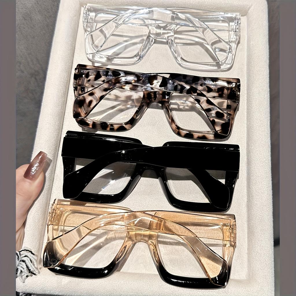 1 Set of 4 Women's Classic Box-Style Multi-Colored Fashion Glasses Suitable for Decorating Office Attire, Perfect for Gifting to Family and Fr