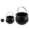Halloween Witch Cauldron: Black Flame Pot Candy Bucket Ornaments