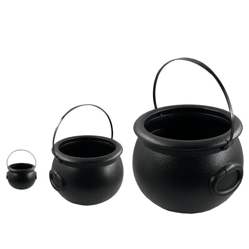 Halloween Witch Cauldron: Black Flame Pot Candy Bucket Ornaments