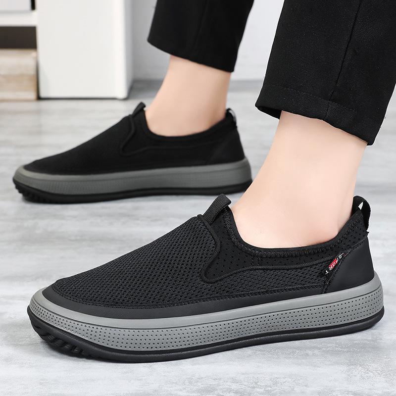 Men's Spring/Summer Slip-On Mesh Casual Shoes – Odorless & Durable for Middle-Aged and Elderly