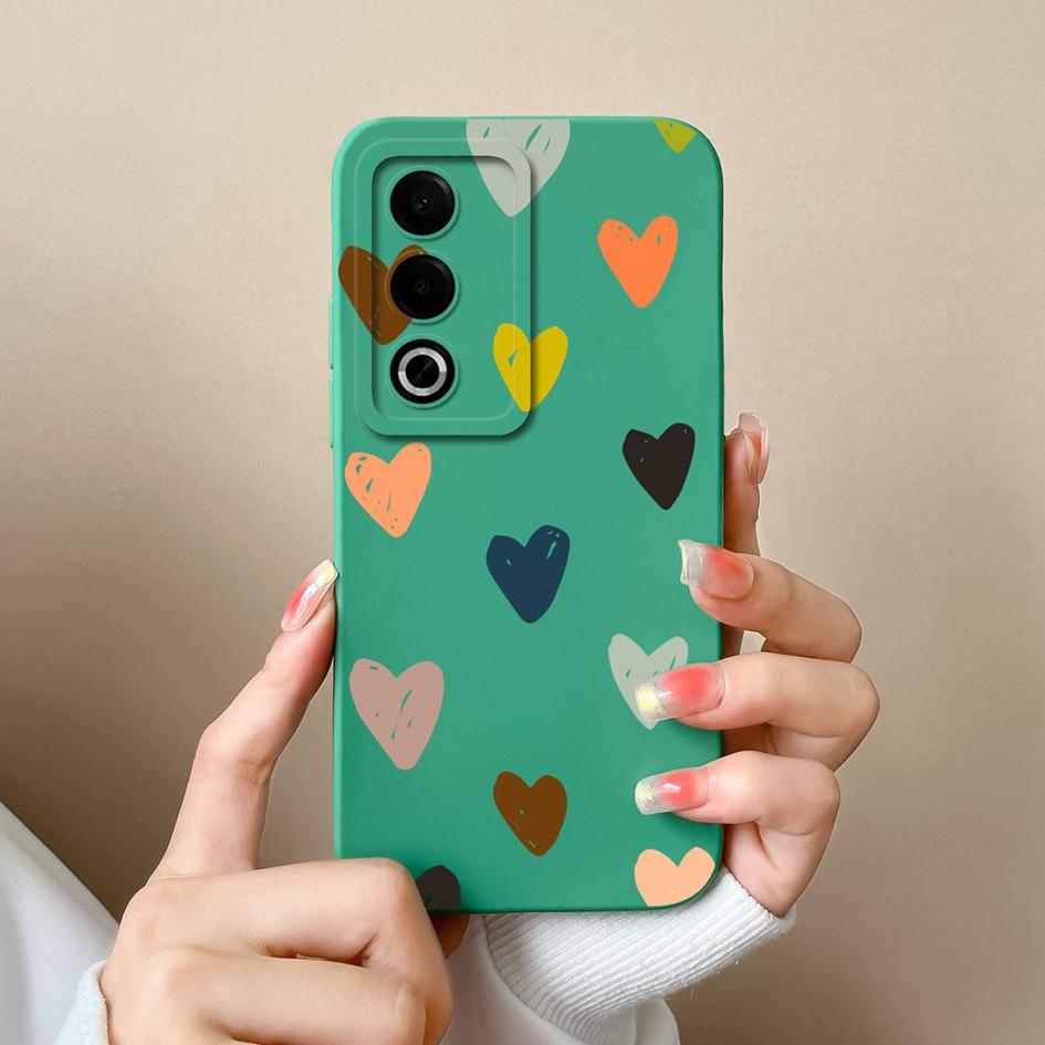 For OPPO A3X A3 Pro Realme 13 Pro Plus 12 Pro+ Case Screen Protector Super Shockproof Slim Silicone Back Cover Pretty Love Heart Bumper Shell For OPPO