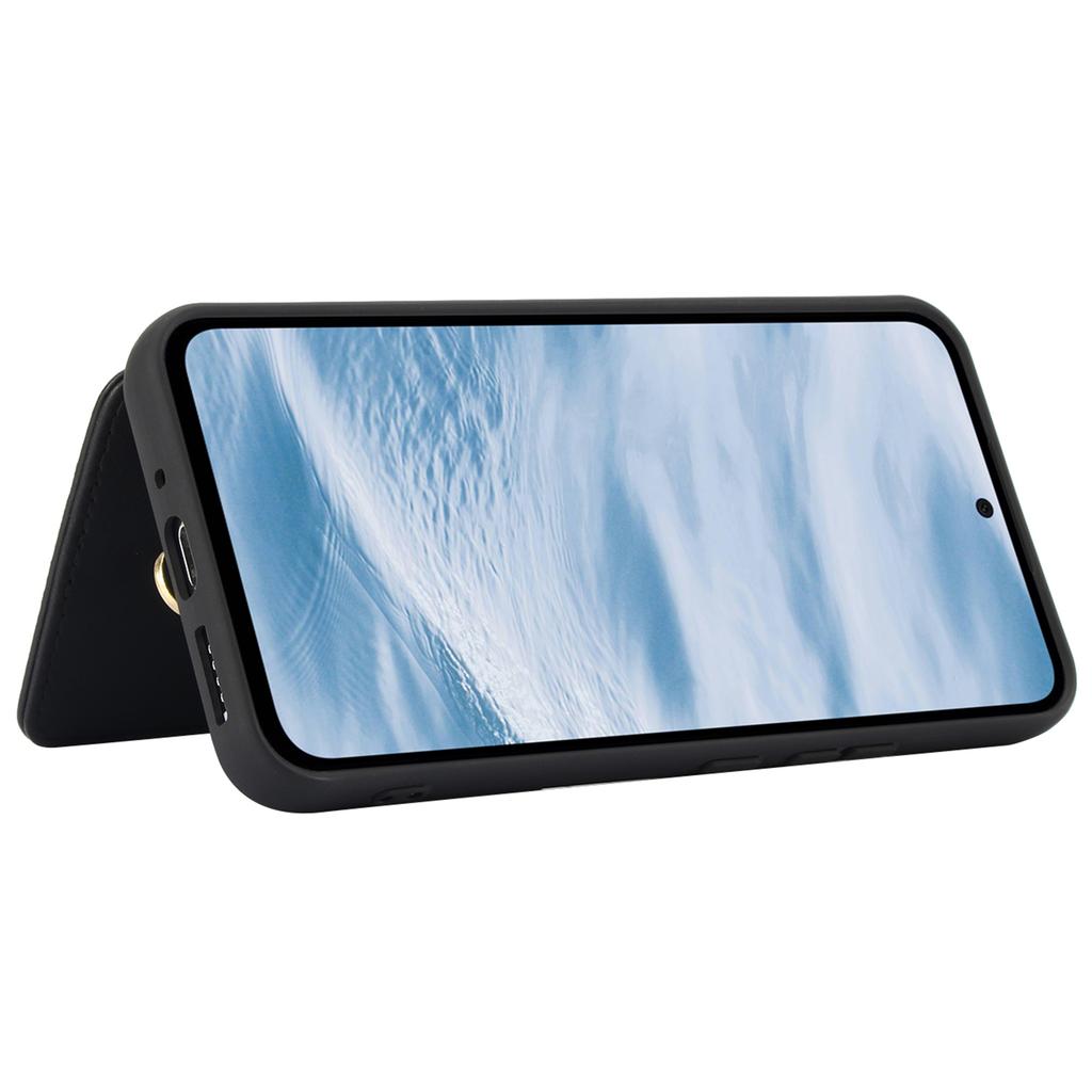 SY-001 For Samsung Galaxy A15 4G/5G Case Card Slots Leather+TPU Phone Cover with 2 Straps