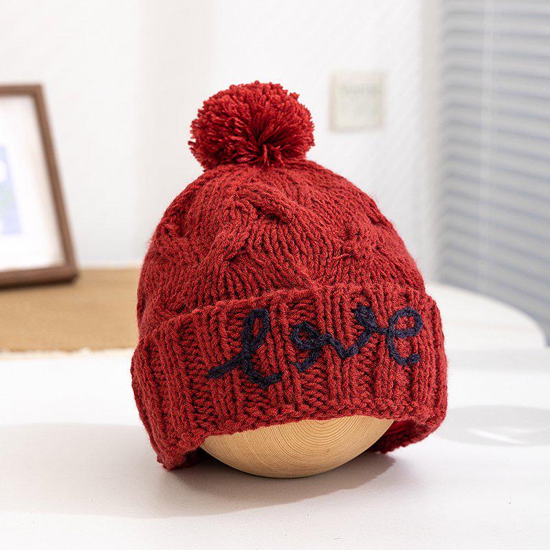 Korean Children s Hand-knitted Wool Pom-pom Hat for Winter with Ear Protection 46-52 CM
