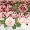 30/5Pcs Artificial Roses Flowers Foam Fake Rose Heads With Stems For DIY Wedding Bouquets Home Party Tables Decorations Supplies
