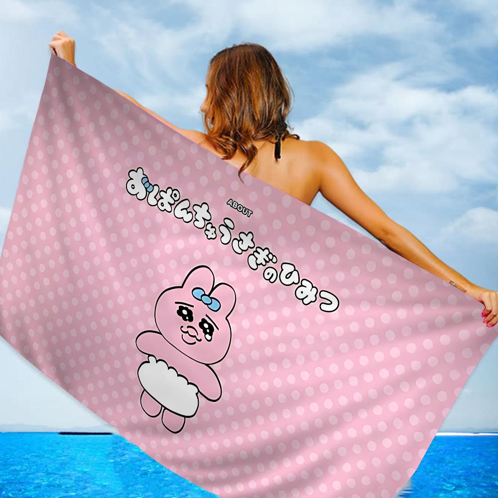 Kawaii O-Opanchu Usagi Beach Towel Cartoon Cute Summer Kids Large Bath Pool Beach Towel Microfiber Absorbent For Swimming Travel