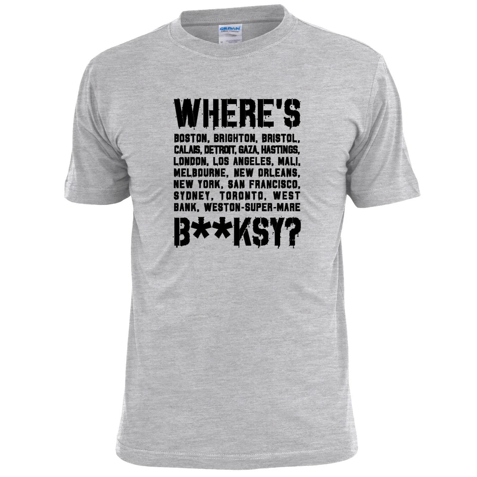 Mens Where s Banksy Graffiti T shirt Street Art Urban 2XL