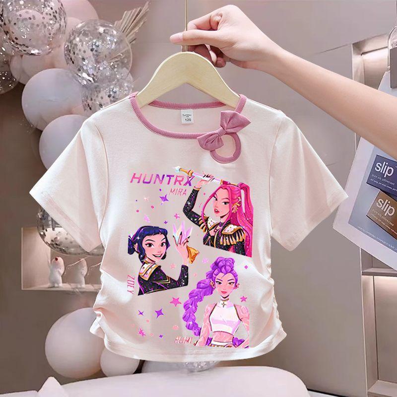 Girls' Fashionized Witch-Hunting Girl Group Top - Summer Children's Round-neck Short-sleeved Pure Cotton T-shirt
