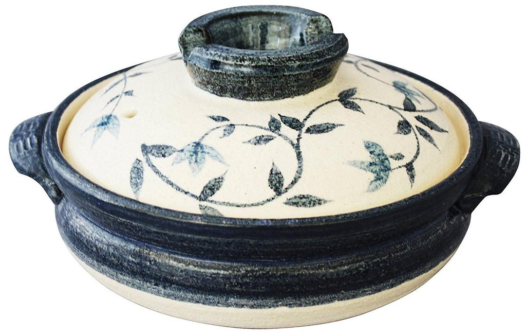 Santo Banko Ware Earthenware Pot, Beige, No. 6, 13683 (Deep Pot), 1-Serving, Gosu Karakusa Pattern