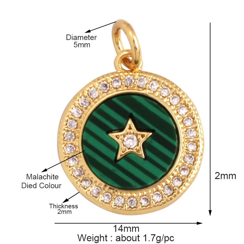 New Trendy Shining Space Sun Moon Star Charm Pendant, Gold Inlaid Cubic Zirconia Jewelry Necklace Bracelet Making Supply L44