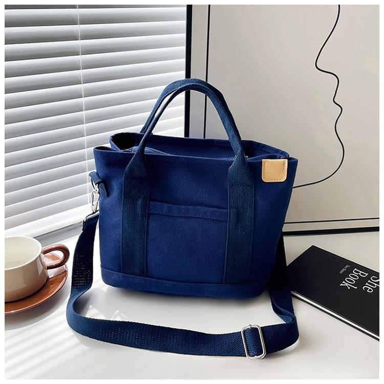 Canvas Tote Bag For Women With Zipper Pocket Casual Street Fashion Daily Use