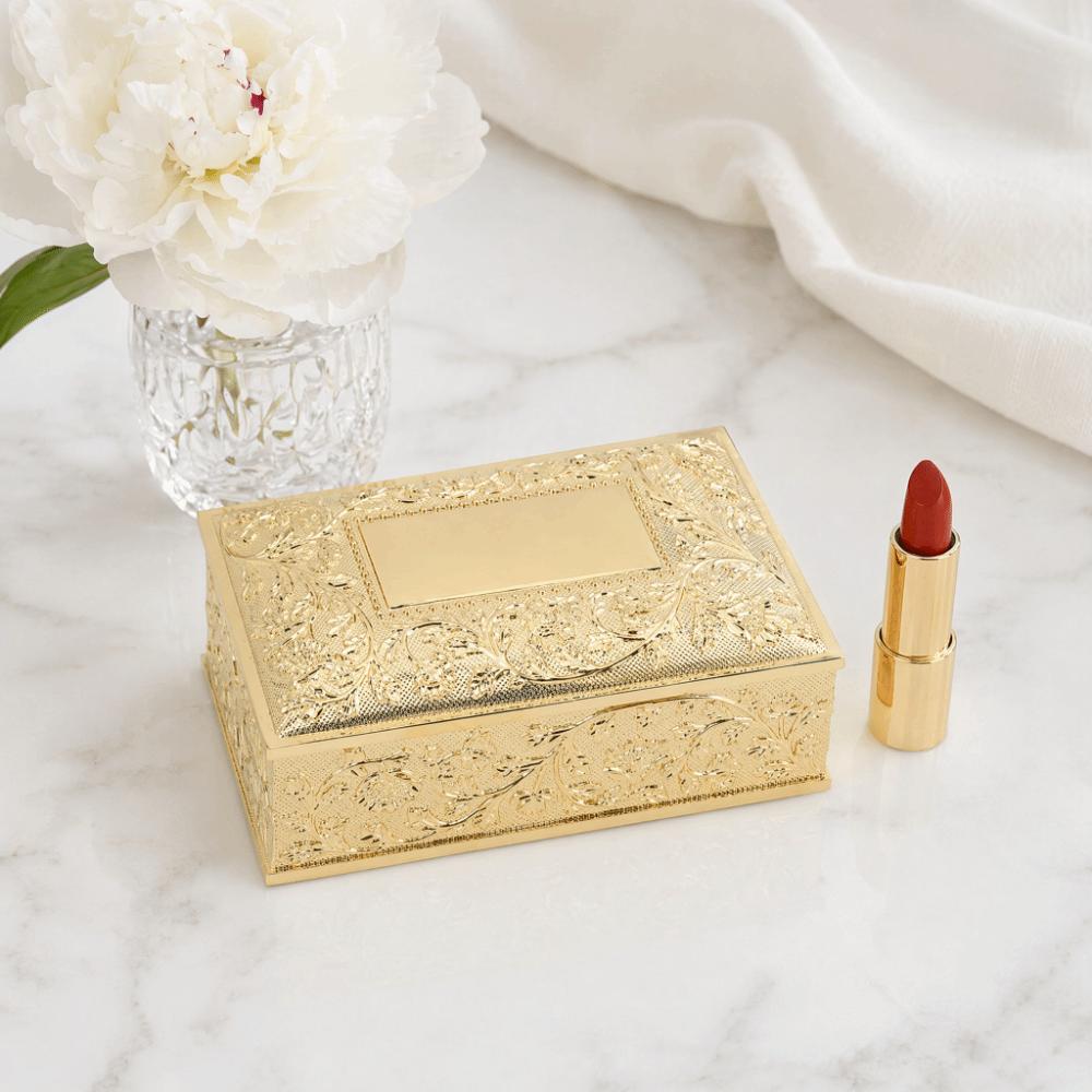 Gold Trinket Storage Box Zinc Alloy Metal Jewelry Box Jewelry Boxes Keepsake Box For Ladies