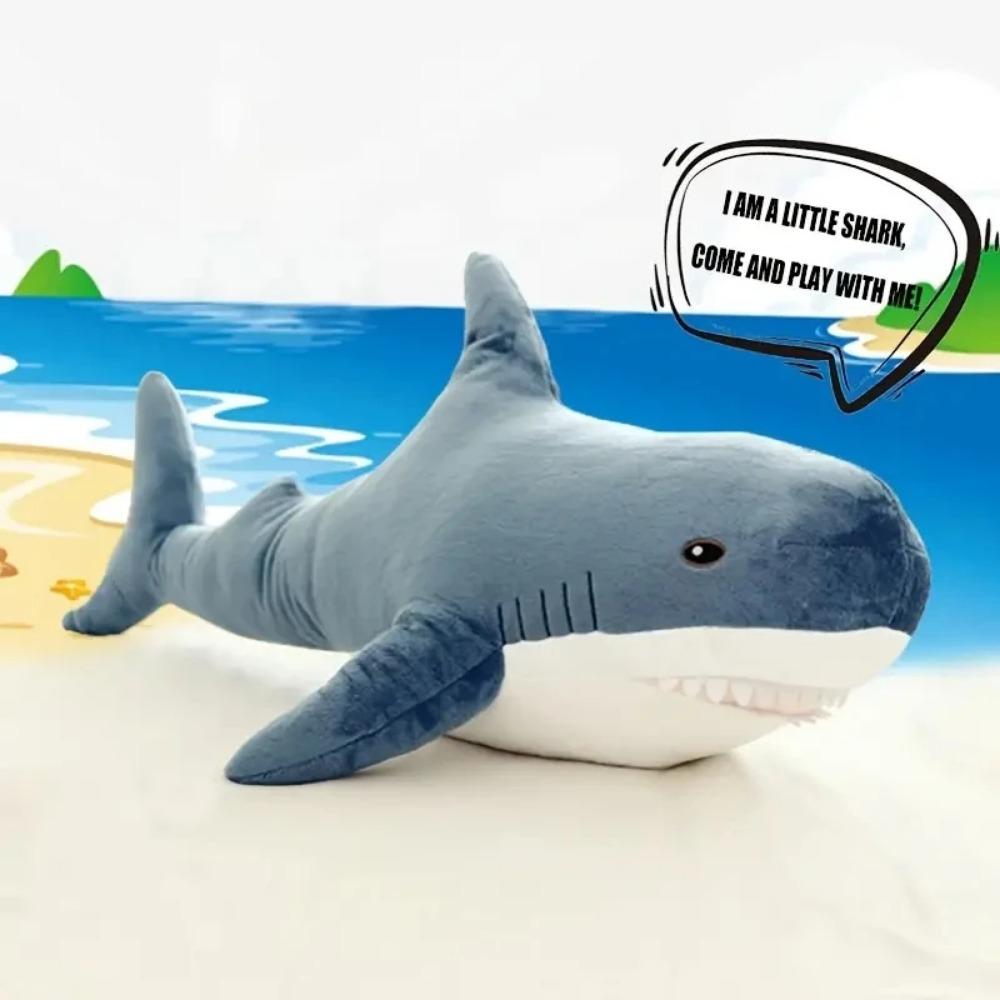Clearance_2Sizes Cute Shark Plush Toy Soft Long Throw Pillow Doll Shark Stuffed Toys Holiday Gift Kids Girls Birthday Gifts Bed