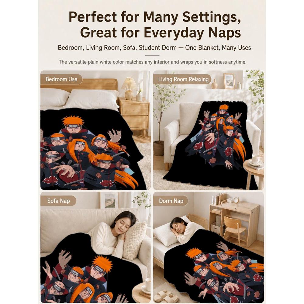 Six Paths Pain Cartoon Printed Blanket Allseason Fleece Blanket For Bedroom Sofa Bed Home Decor Memorial Gift