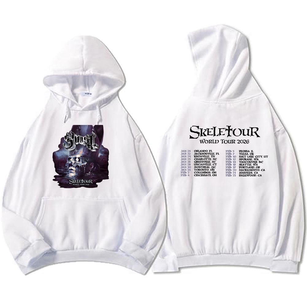 Ghost Skeletour World Tour 2026 Hoodies Rock Band Street Style Fashion Sweatshirts Winter Fleece Hooded Pullovers Men Women Tops