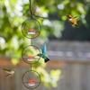 Przenośny Okrągły Wiszący Karmnik dla Kolibrów Układany w Stos z Metalową Ramą i Plastikową Miseczką na Zewnątrz Ogród Podwórko Patio Drzewa