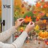 Nature Theme Window Art 5Pcs Autumn Maple Pumpkin Static Clings, Fall Harvest Stickers, Decorative PVC Glass Stickers Glue-Free Removable Decor