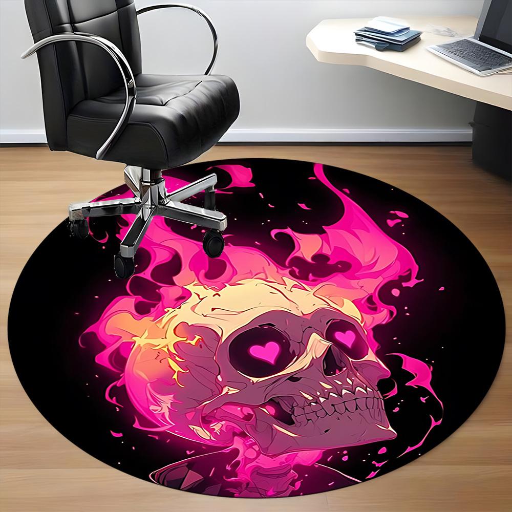 

1pc Skull Flames Chair Carpet for Office Non-Slip, Lightweight, Machine Washable Rug for Office, Room - Holiday Decoryy251016016 80cm by 80cm